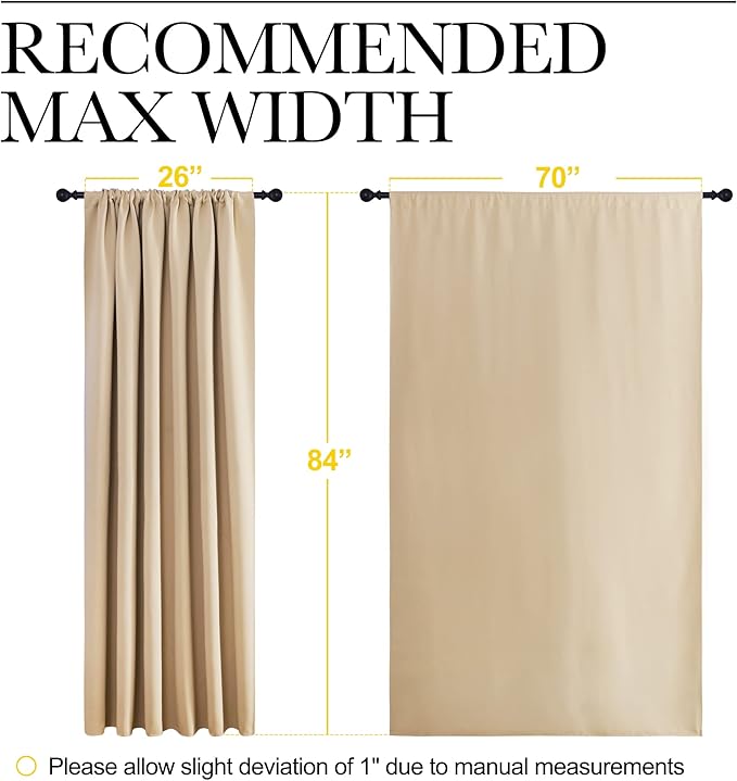 NICETOWN Room Darkening Curtains for Bedroom - Triple Weave Home Decoration Thermal Insulated Solid Drapes for Kitchen (Biscotti Beige, Set of 2 Panels, 70 x 84 Inch)