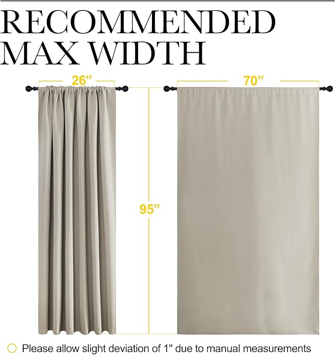 NICETOWN 2 Panels Blackout Curtains, Rod Pocket Thermal Insulated Drapess for Bedroom, Privacy Protection Easy-Care Heavy Duty Curtains for Living Room/Dining Room, W70 x L95 inches, Natural