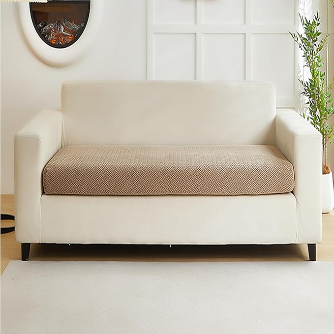 Couch Cushion Covers for Sofa Couch Covers Wear-Resistant Universal Sofa Cover Washable Stretch for Sectional Slipcovers (Texture-Light Coffee,Large Double Seat Cover)