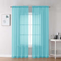 Chyhomenyc Sheer Aqua Curtains 90 inches Long 2 Panels, Light Filtering Soft Airy Solid Elegant Voile Window Treatment Drapes for Bedroom Living Room, 42Wx90L Inches