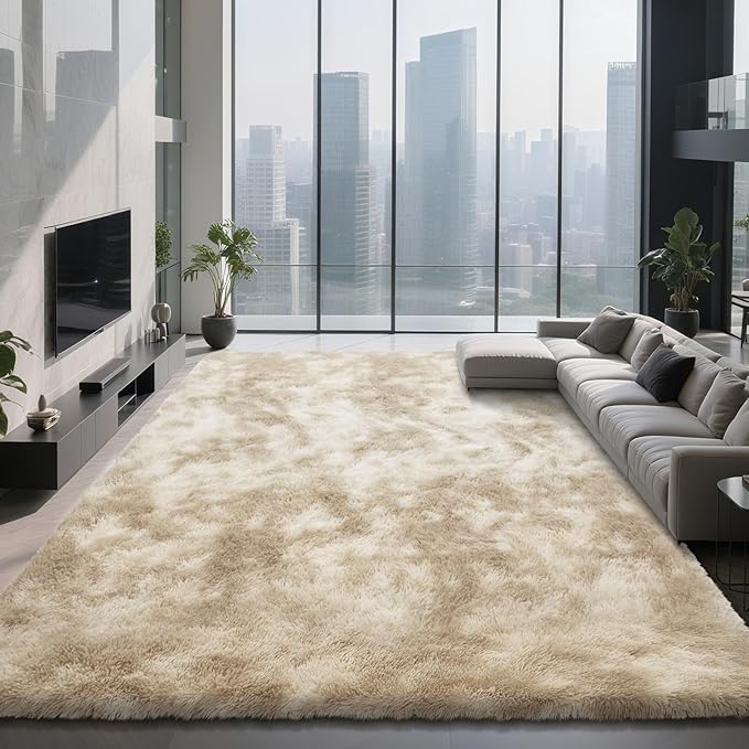 Shag Area Rugs for Bedroom Living Room,6X9 Ultra Soft Fluffy Area Rugs for Dorm, Indoor Carpet Nursery Rugs for Kids Room Home Decor,Camel