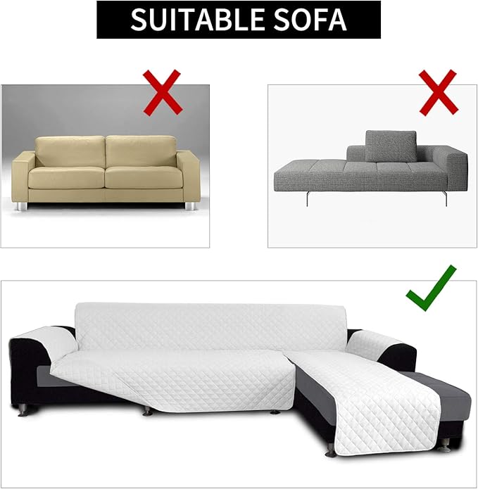 Easy-Going Sofa Slipcover L Shape Sofa Cover Sectional Couch Cover Furniture Protector Mat for Pets Dog Cat (Small, White/White)