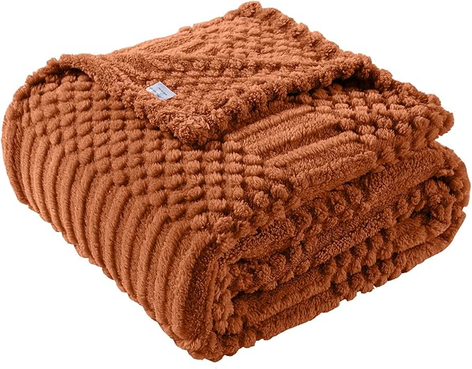 90x90 Inch Rust Queen Bed Blanket - Soft & Fluffy Fleece, Cute & Aesthetic, Perfect for Sofa, Couch, Bed, Living Room & Bedroom, All-Season Use, Plush & Cozy Decorative Blanket