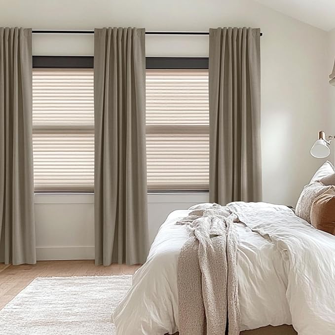 100% Blackout Shield Linen Blackout Curtains for Bedroom 102 Inches Long, Back Tab/Rod Pocket Living Room Drapes, Thermal Insulated Blackout Curtains 2 Panels Set, 50" W x 102" L, Faux Linen