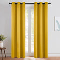 NICETOWN Gold Blackout Cafe Faux Silk Curtains for Small Windows, 42" Wide by 84" Long, 2 Panels, Grommet Privacy Blackout Satin Drapes for Home Decoration