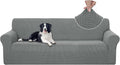 U-NICE HOME 4 Seater Stretch Couch Cover Sofa Cover Washable Sofa Slipcover Furniture Protector for 3 Cushion Couch Sofa Pet Friendly, Grey