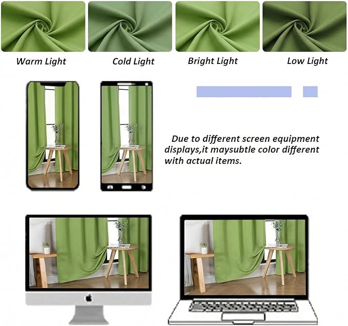 Simplebrand Ava Lime Short Blackout Curtains for Bedroom 45 Inches Long 2 Panels Set, Solid Thermal Insulated, Energy Saving Window Treatment Curtains Blackout Drapes, W40 x L45 Inch