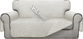 ISSUNTEX Double Protection 100% Waterproof Loveseat Sofa Covers for Living Room, Couch Covers for 2 Cushion Couch Sofa, Reversible Furniture Protector Sofa Cover for Dogs (Loveseat, Ivory/Ivory)