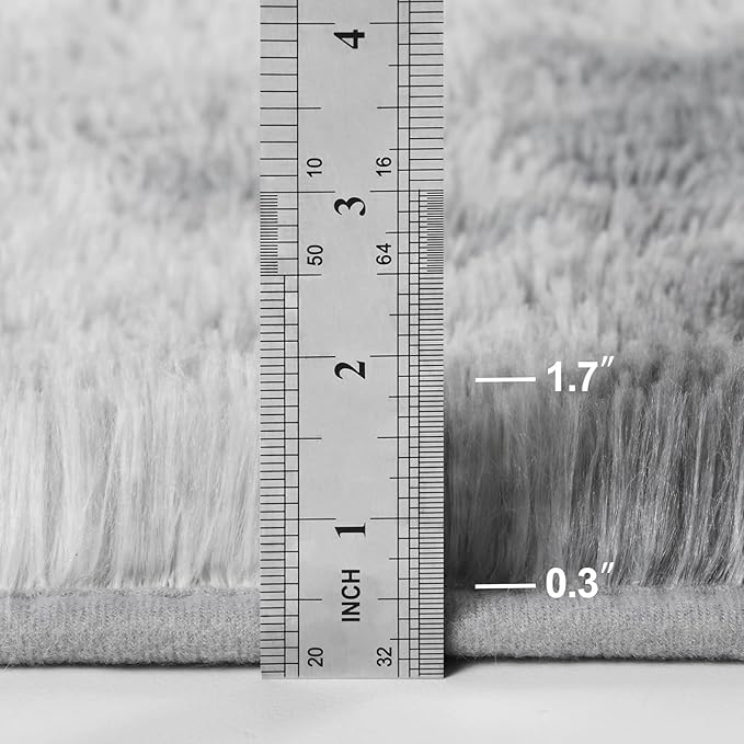 Deerhoo Large Shag Area Rugs 6 x 9, Tie-Dyed Plush Fuzzy Rug for Living Room, Ultra Soft Fluffy Furry Rugs for Bedroom, Indoor Carpet Nursery Rugs for Kids Room Home Decor, Light Grey
