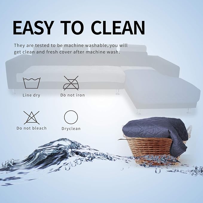 Easy-Going Sectional Couch Covers for Dogs L Shape Sofa Cover Reversible Sofa Slipcover Chaise Lounge Cover Furniture Protector Cover for Pets Dog Cat (42 x 52 inches, DarkBlue/DarkBlue)