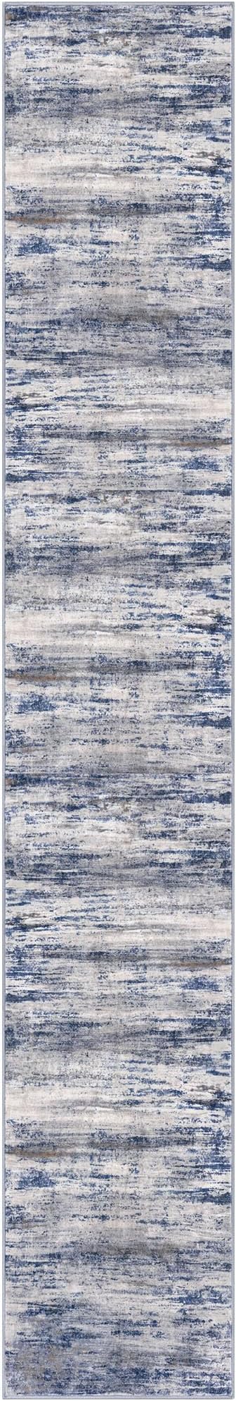 KOZYFLY Modern Abstract Hallway Runner, 2x12 Washable Rug Runner Non-Slip Soft Striped Kitchen Runner Rug, Grey Blue Print Carpet for Entryway Bathroom Laundry Room Foyer