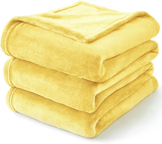 BEDELITE Fleece Blanket Light Yellow Throw Blankets for Couch & Bed, Luxury Plush Cozy Fuzzy Blanket 50x60 inches, Super Soft Warm Lightweight Throw Blanket for Travel Camping