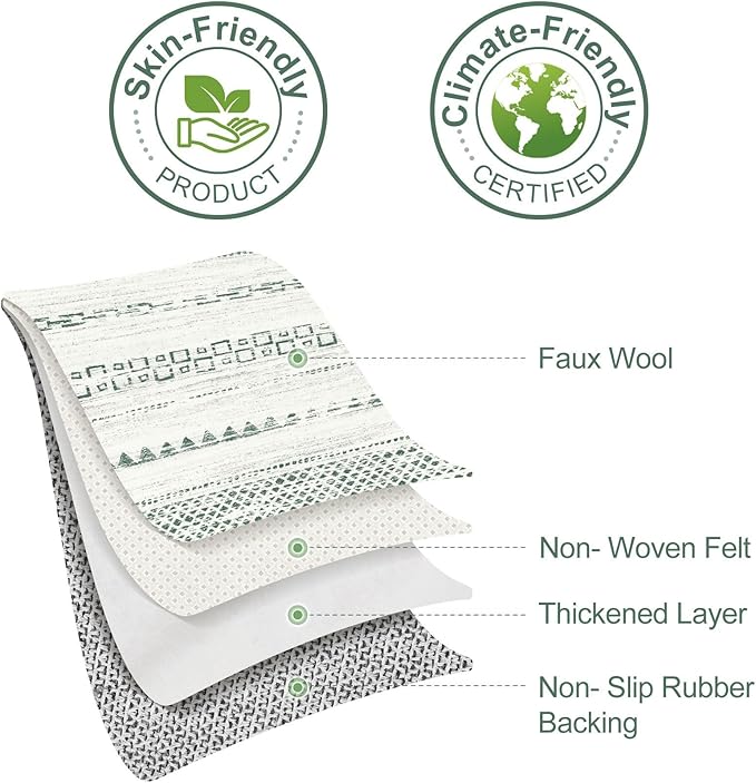 Nakagishi Green Rug Living Room Rugs: 9x12 Washable Boho Large Neutral Soft Farmhouse Stain Resistant Modern Non Slip Indoor Floor Carpet for Bedroom Nursery Kids Playroom Office Dining Room Home