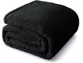 Whale Flotilla King Size Fuzzy Fleece Blanket for Bed, 90x104 Inch Fluffy Warm Soft Jacquard Blankets for All Season, Lightweight and Cozy, Black