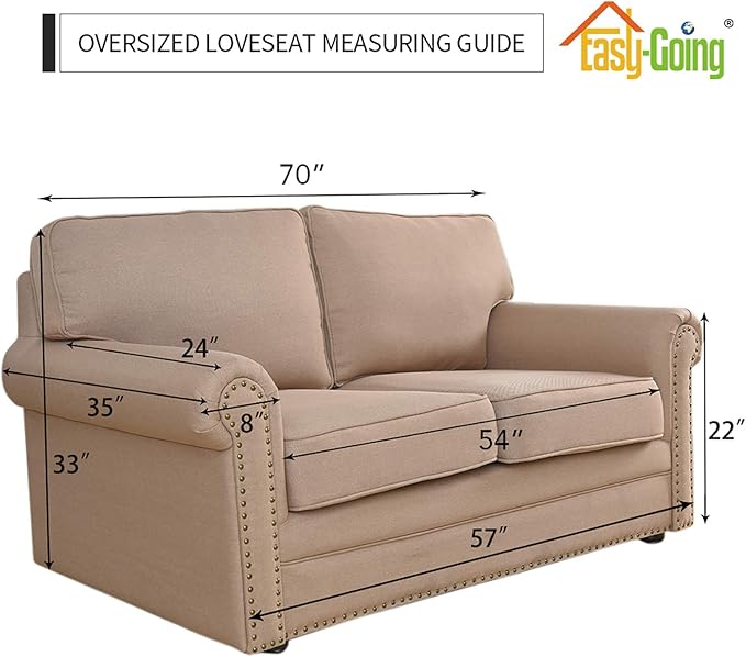 Easy-Going Stretch Oversized Loveseat Slipcover 1-Piece Sofa Cover Furniture Protector Couch Soft with Elastic Bottom for Kids Polyester Spandex Jacquard Fabric Small Checks Snow White