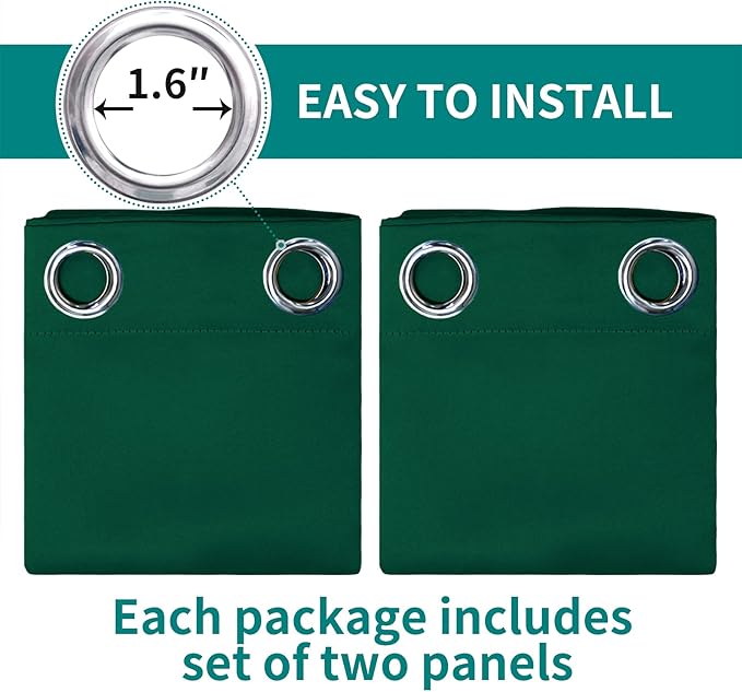 BGment Green Blackout Curtains 96 Inches Long, Grommet Thermal Insulated Room Darkening Curtains for Bedroom, Set of 2 Panels, Each 55 x 96 Inch