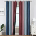 Estelar Textiler Navy Blue and Burgundy Red Ombre Blackout Curtains 90 Inch Length for Living Room, Room Darkening Grommet Gradient Thermal Insulated Drapes for Bedroom,52Wx90L Inches (2 Panels)