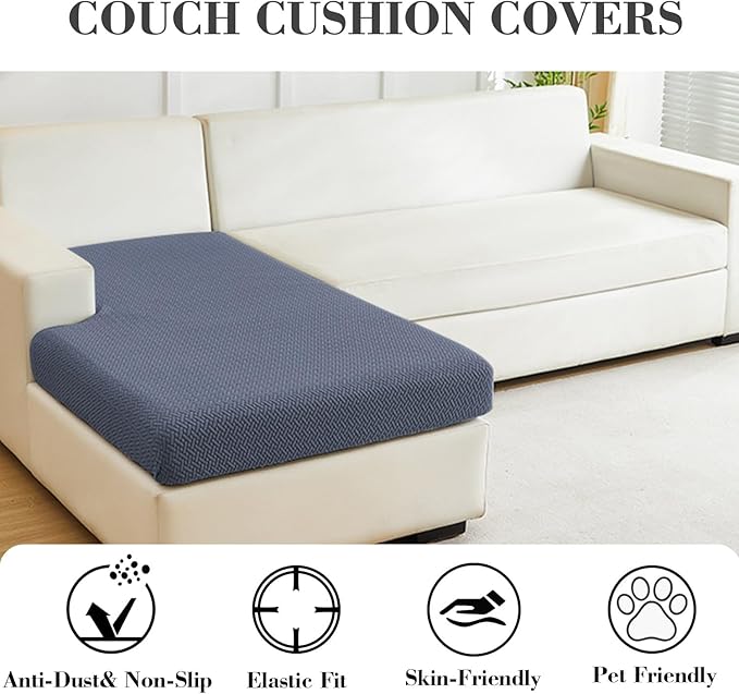 Sofa Covers Couch Covers for Sofa Pet Friendly Couch Cushion Covers Universal Sofa Covers Washable Stretch Slipcovers for Sectional Sofa (Texture Metal Gray,Chaise Cover)