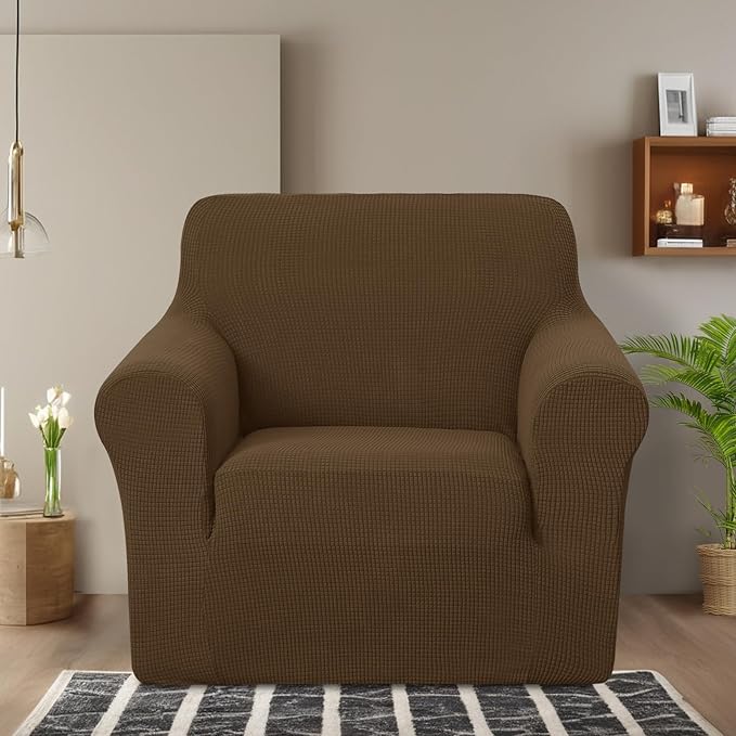 U-NICE HOME Recliner Chair Covers Stretch Couch Cover Sofa Cover Sofa Slipcover Furniture Protector for Chair Cover Pet Friendly(Armchair, Brown)