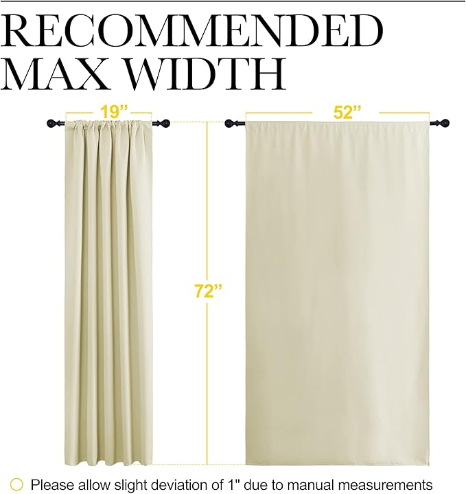 NICETOWN Living Room Curtains, Home Decorations Thermal Insulated Solid Rod Pocket Blackout Drapes for Cafe (Beige, One Pair, 52 x 72-inch)