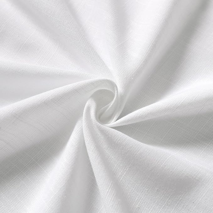 Nanspring White Curtains 45 Inch Long,2 Panel for Cafe Back Tab Pocket Semi Sheer Short Linen Narrow Mini Curtain Tiers for Kitchen Doors, Bedroom, Small Window Basement 36x45