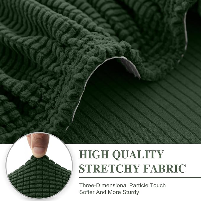 Couch Cushion Covers for Sectional Sofa L Shape Washable Separate Seat Chaise Couch Cover Stretch Sofa Slipcovers with 2 Pcs Pillowcases(2 Seater + 1 Chaise, Green)