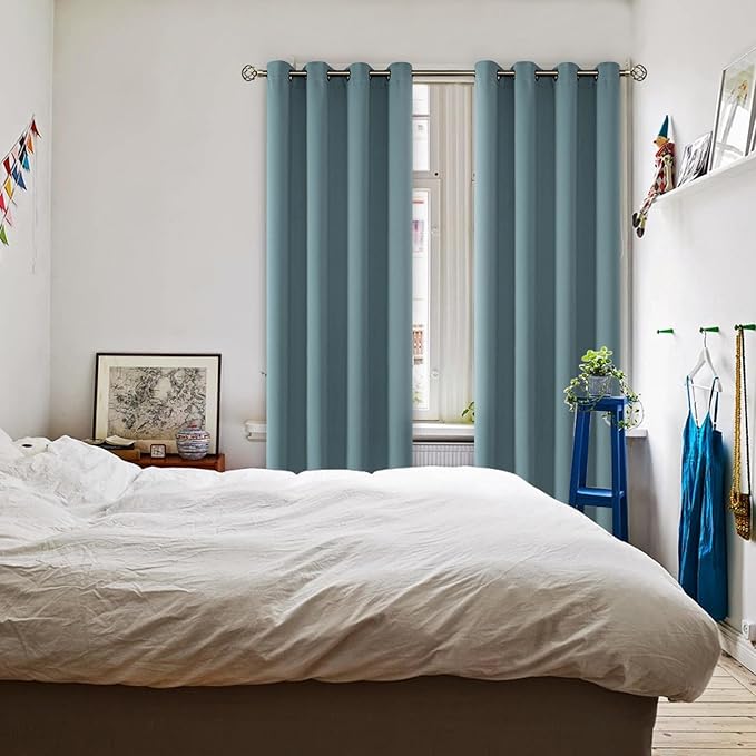 BGment Room Darkening Curtains 95 Inches Long - Grommet Thermal Insulated Drapes Window Treatment Curtains for Bedroom, 2 Panels, 52 x 95 Inch, Stone Blue