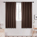 Deconovo Blackout Curtains, Thermal Insulated, W52 x L63 2 Panels, Back Tab, Machine Washable, Room-Darkening Drapes for Bedroom/Living Room Chocolate