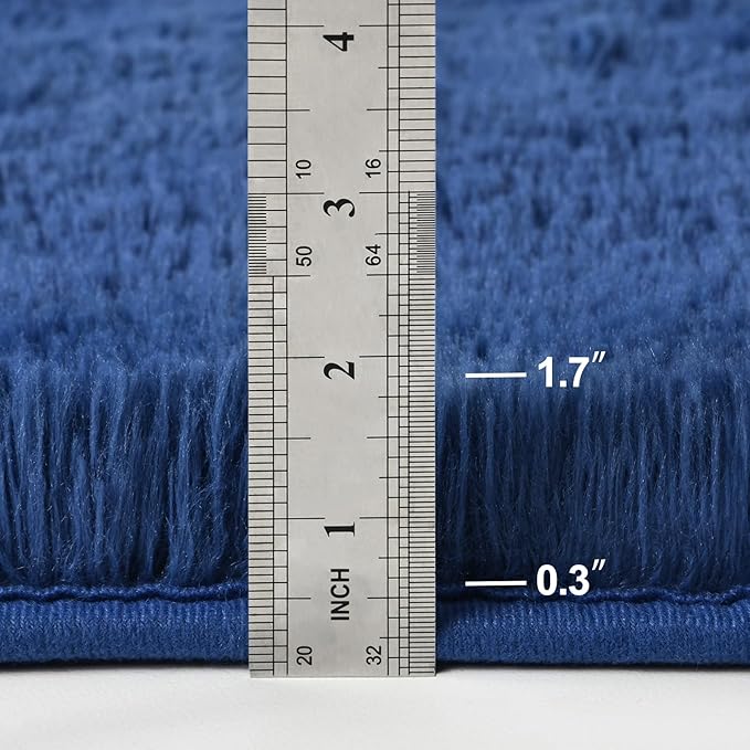 Deerhoo Shag Area Rug, 4 X 6 Plush Fuzzy Rugs for Living Room, Ultra Soft Fluffy Furry Rug for Bedroom, Indoor Carpet Nursery Rugs for Kids Room Home Decor, Navy Blue