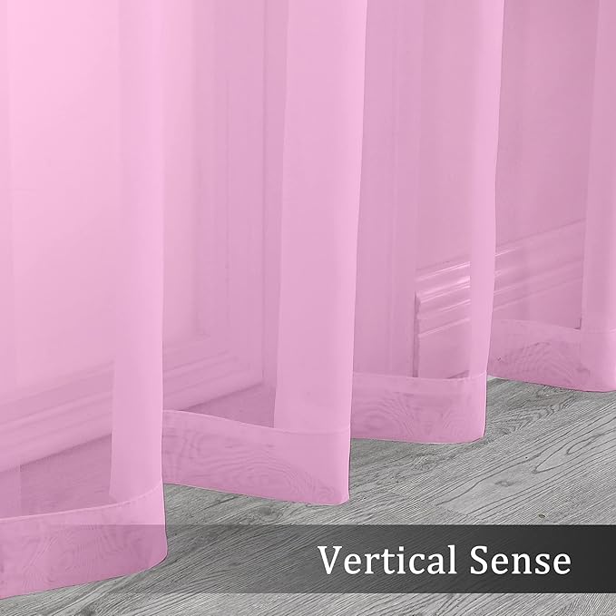 OWENIE Sheer Curtains Light Pink, Sheer Curtains 63 inches Length 2 Panels Set, Rod Pocket Voile Fimly Sheer Drapes for Living Room/Bedroom, 2pcs, Each 42" W x 84" L