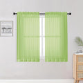 OWENIE Lime Kitchen Sheer Curtains for Bedroom Living Room 45 Inch Length, Bedroom, Soft Solid Light Filtering Voile Short Sheer Curtain for Small Window, 42" W x 45" L, Lime