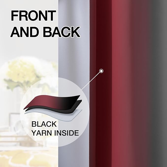 SimpleHome Ombre Room Darkening Curtains 84 inches Length for Bedroom,Grommet Gradient Light Blocking Burgundy and Black Gradient Window Curtains for Living Room,2 Panels, 52x84 inches