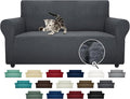 ZNSAYOTX Super Stretch Couch Cover Love Seat Sofa Covers for Living Room Dogs Pet Friendly Furniture Protector Spandex Loveseat Slipcovers with Anti Slip Foam Sticks (Dark Grey, Loveseat)