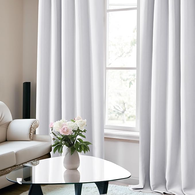 Deconovo Blackout Curtain Panels for Kids Bedroom Room Darkening Back Tab and Rod Pocket Curtains 42Wx72L Inch Greyish White 2 Panels