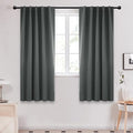 Deconovo Blackout Curtains, Thermal Insulated, W42 x L63 2 Panels, Back Tab, Machine Washable, Room-Darkening Drapes for Bedroom/Living Room Dark Grey