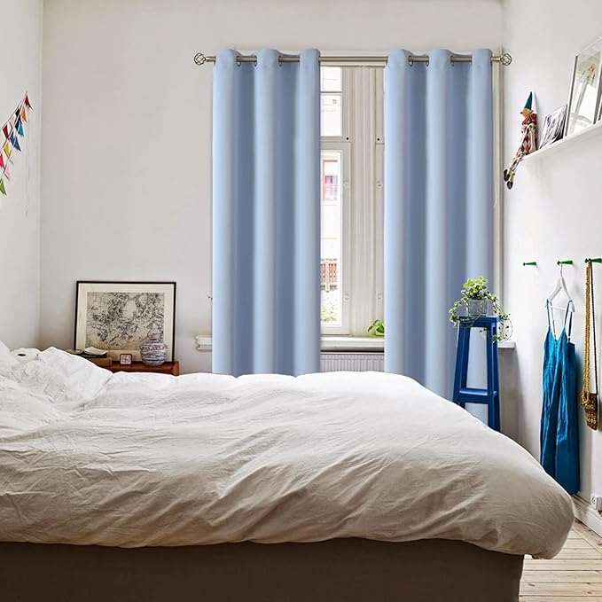 BGment Blackout Curtains for Living Room - Grommet Thermal Insulated Room Darkening Curtains for Bedroom, 2 Panels of 42 x 84 Inch, Spa Blue