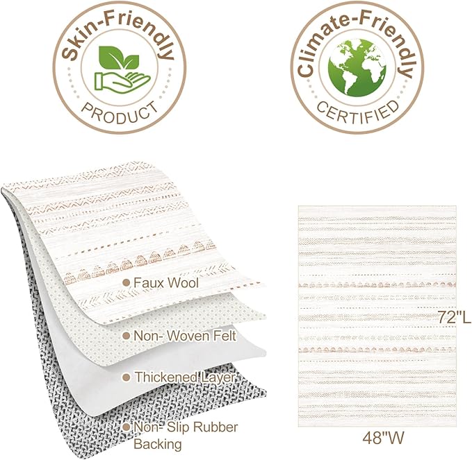 Nakagishi Area Rug Living Room Rugs: 3x5 Soft Machine Washable Boho Neutral Farmhouse Stain Resistant Moroccan Indoor Carpet for Bedroom Nursery Kids Entryway Kitchen Entry Bedside Home House- Brown
