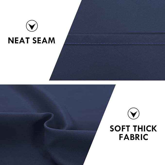 DWCN Navy Room Darkening Blackout Curtains - Thermal Insulated Privacy Energy Saving Window Curtain Drapes 42 x 63 inch Length, Set of 2 Bedroom Living Room Curtains