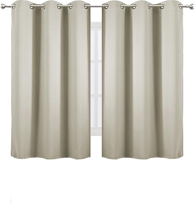 LEMOMO Light Beige Thermal Blackout Curtains/38 x 54 Inch/Set of 2 Panels Room Darkening Curtains for Bedroom