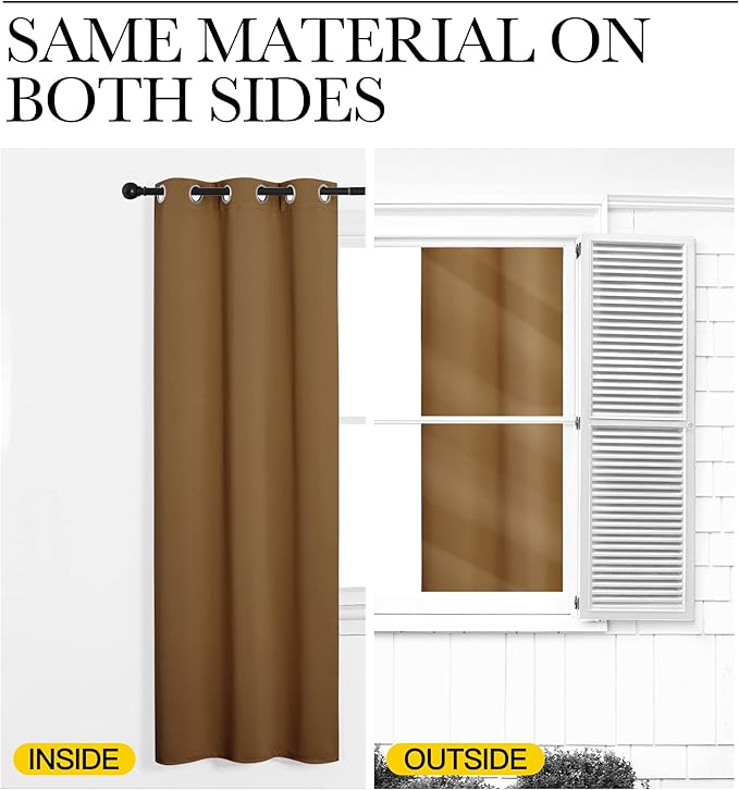 NICETOWN Sleek Blackout Curtains 78 inches Length for Windows, Noise Reducing and Block Draft Panels for Door Doorway Laundry Office Luxury Decor Theme (2 Panels, Gold Brown, W55 x L78 -Inch)