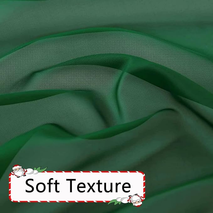 SpaceDresser Foliage Green Sheer Curtains 4 Panels Rod Pocket Semi-Sheer Curtain 96 Inches Long Light Filtering Voile Window Drapes for Bedroom Living Room Kitchen, Each 52W x 96L