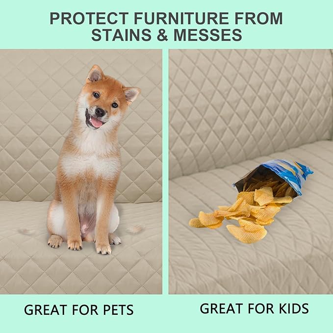 Recliner Chair Covers Reversible Sofa Cover Couch Cover for Pets Lazy Boy Furniture Protector(28''Recliner,Sand/Beige)