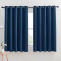 NICETOWN Thermal Insulated Moroccan Blue Blackout Curtains for Bedroom, Set of 2, 70 by 63 inches Long, Window Treatment Solid Grommet Room Darkening Drape Panels for Bedroom