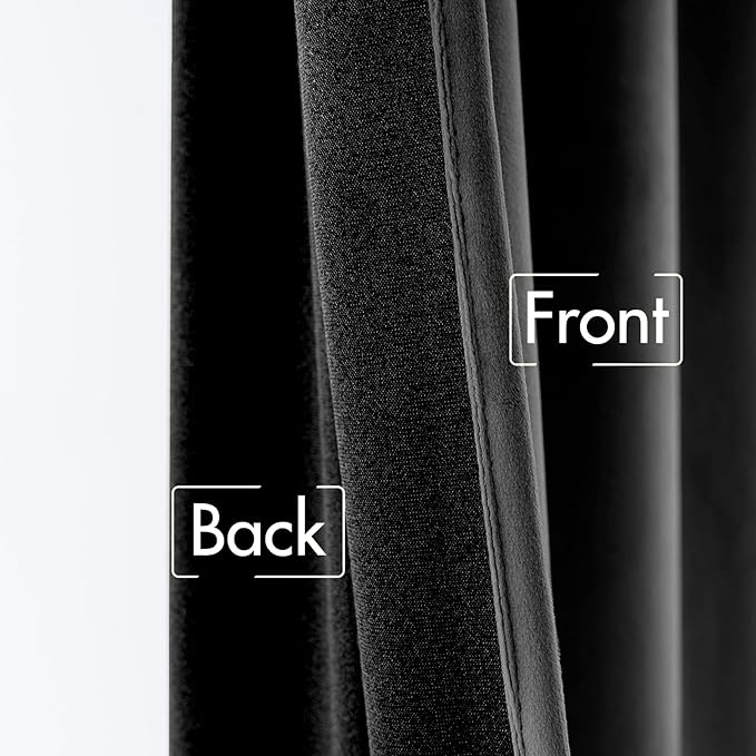 MIULEE Black Velvet Curtains 96 inches 2 Panels - Luxury Blackout Curtains for Bedroom Living Room Thermal Insulated Super Soft Window Drapes Rod Pocket & Back Tab Halloween Decor, W52 x L96 inches