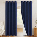 NICETOWN Vintage Open Linen Weave Flax Thermal Curtains, 100% Blackout Curtains 90" Long for Dining Room, Soundproof Window Treatment Drapes for Hall Room, Black, 42" Wide Per Panel, Set of 2