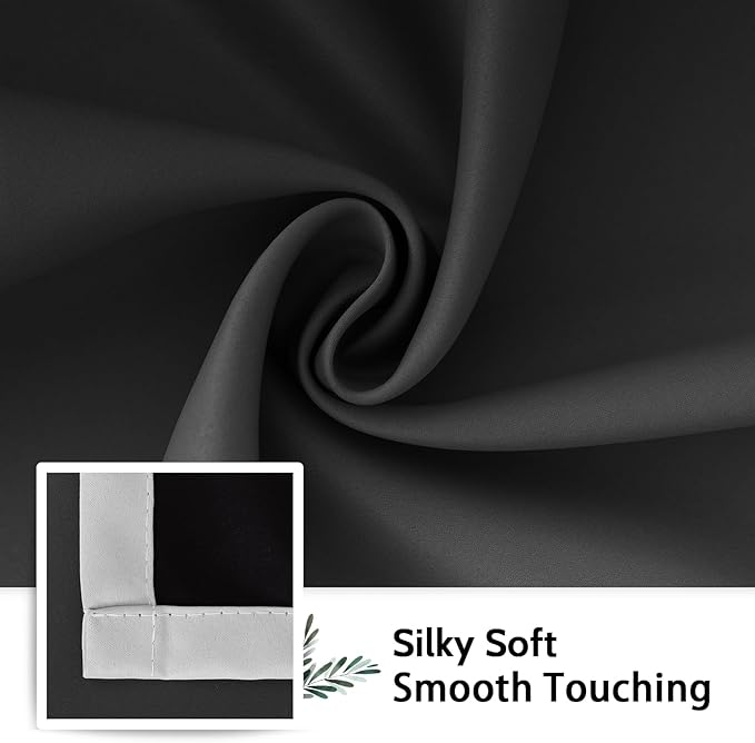 SimpleHome Ombre Room Darkening Curtains for Bedroom, Gradient Black to Grey White Light Blocking Thermal Insulated Grommet Window Curtains/Drapes for Living Room,2 Panels, 52x45 inches Length