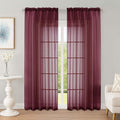 OWENIE Sheer Curtains 84 Inches Long 2 Panels Set, Burgundy Sheer Curtain for Living Room Bedroom, Modern Filmy Rod Pocket Curtains Drapes, 2 Pcs, Each 59 W x 84L, Burgundy