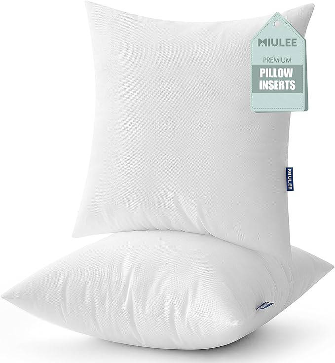 MIULEE Set of 2 Throw Pillow Inserts 18x18 Inches, Non-Woven Decorative Pillow Inserts for Living Room (Pack of 2)