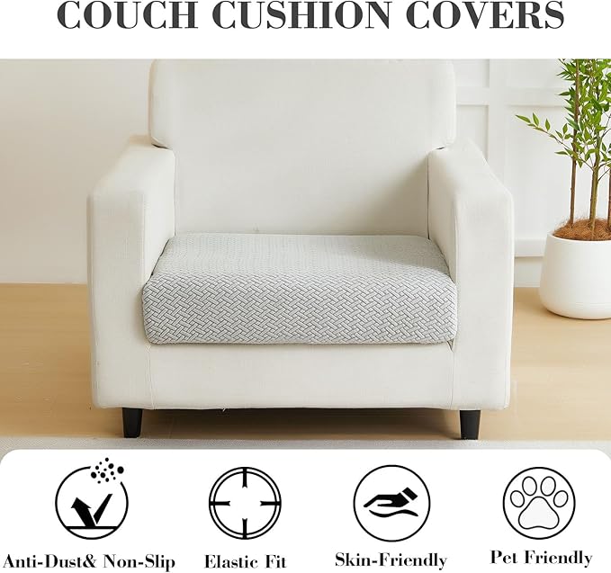 Sofa Covers Couch Covers for Sofa Pet Friendly Couch Cushion Covers Universal Sofa Covers Washable Stretch Slipcovers for Sectional Sofa (Texture Light Gray,Large Single Seat Cover)
