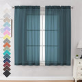 OVZME Dusty Blue Sheer Curtains 63 inch Length 2 Panels Set for Kitchen Decor, Elegant Light Filtering Airy Semi Voile Window Treatments, Each is 42W x 63L